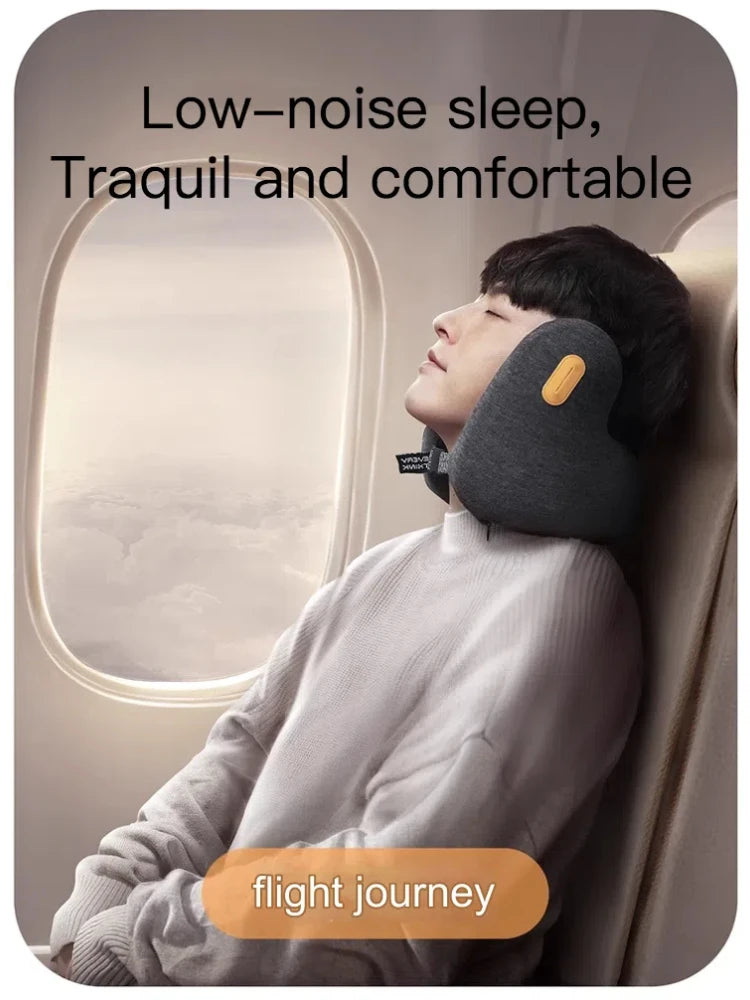 Memory Foam Travel Pillow with Noise-Canceling Earmuffs