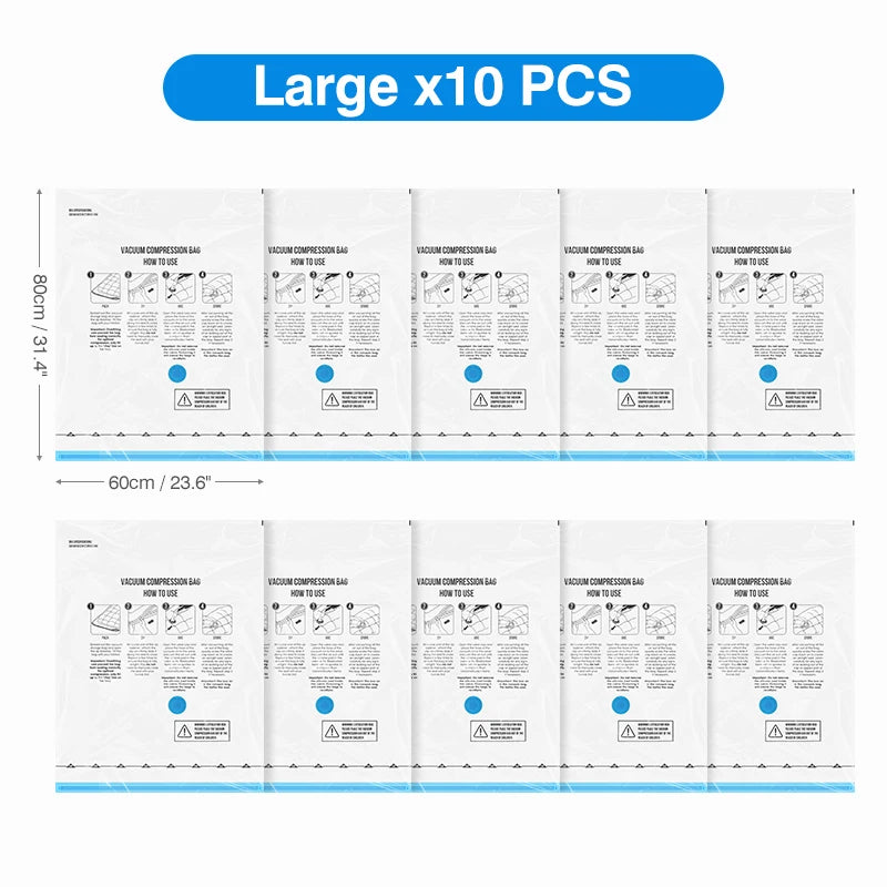 Vacuum Storage Bags 8-18Pc Space Saver with Rechargeable Air Pump