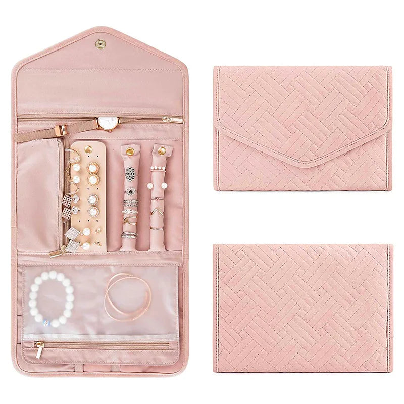 Foldable Portable Travel Jewelry Bag Organizer for Necklaces and Rings