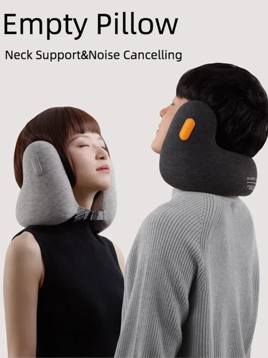 Memory Foam Travel Pillow with Noise-Canceling Earmuffs 