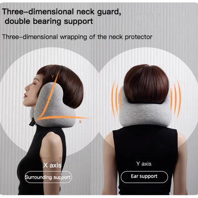 Memory Foam Travel Pillow with Noise-Canceling Earmuffs