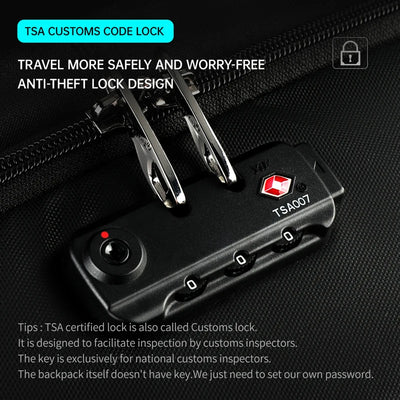 Men's and Women's Anti-Theft Backpack with No-Key TSA Lock