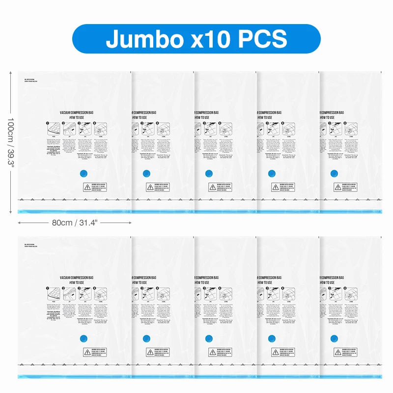 Vacuum Storage Bags 8-18Pc Space Saver with Rechargeable Air Pump