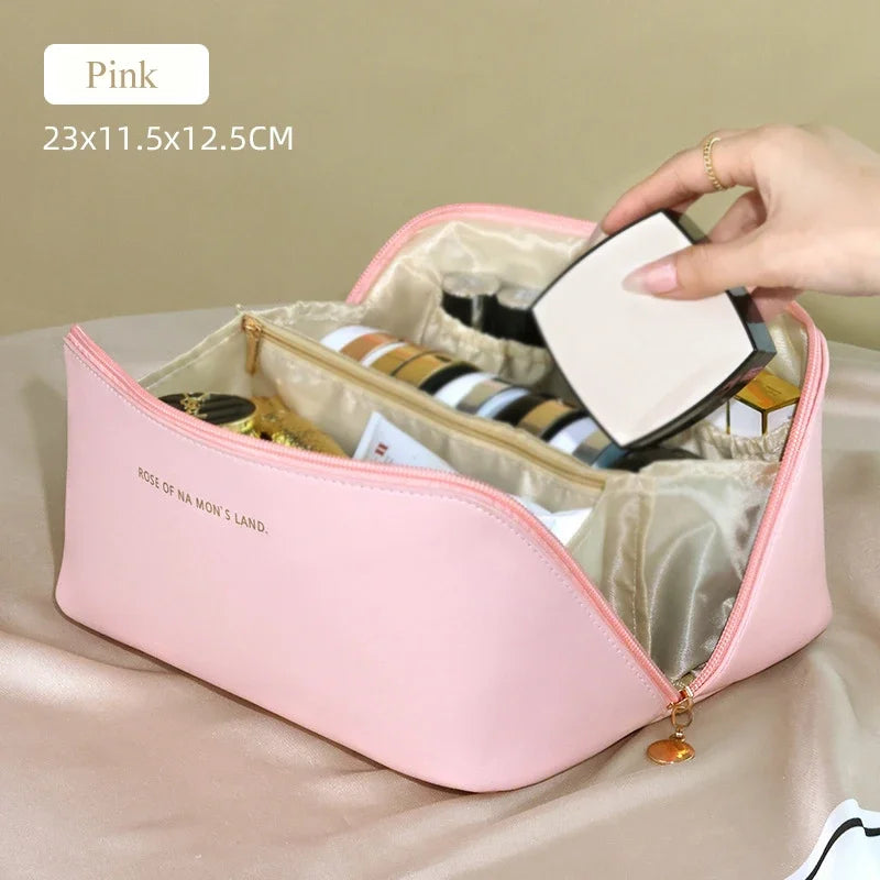 Luluhut Cosmetic Storage Bag PU Leather Waterproof Toiletry Organizer