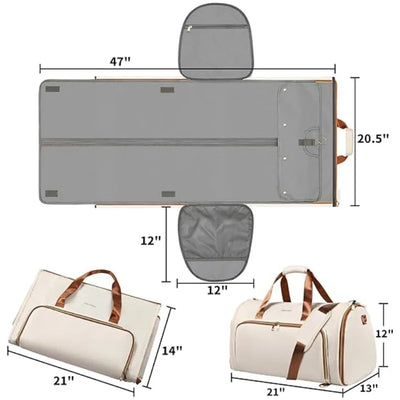Folding Travel Suit Bag Hanging Clothing Organizer Crossbody Backpack