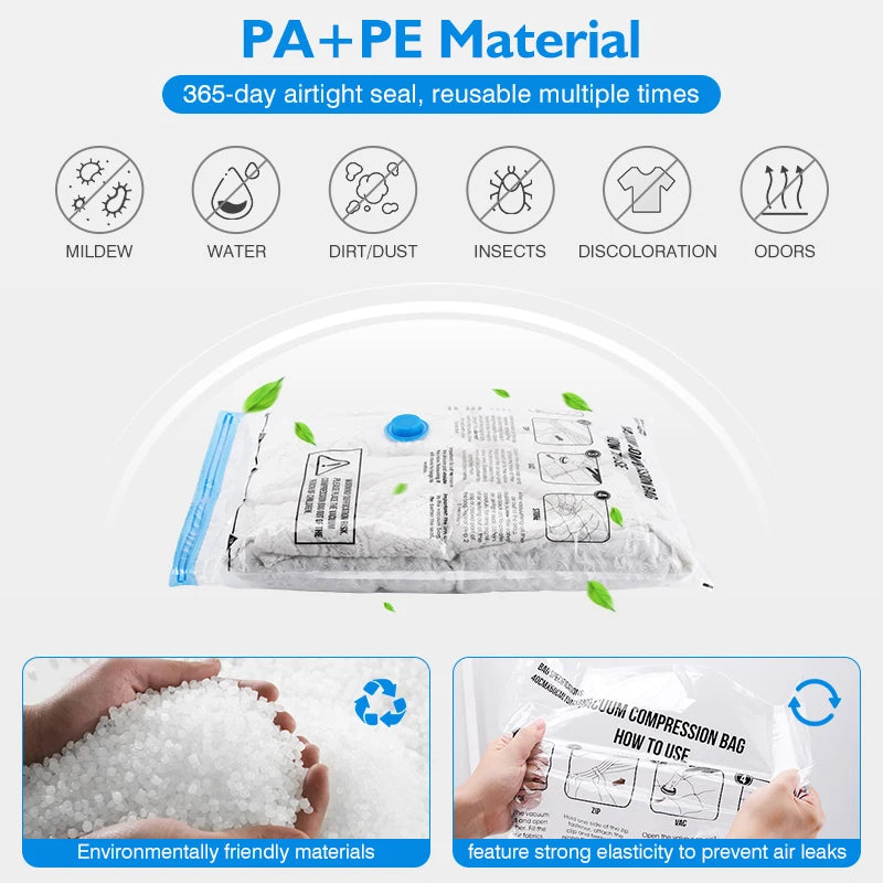 Vacuum Storage Bags 8-18Pc Space Saver with Rechargeable Air Pump