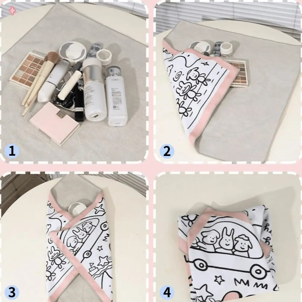Magic Self-Adhesive Lay Flat Makeup Bag Portable Travel Organizer