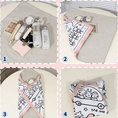 Magic Self-Adhesive Lay Flat Makeup Bag Portable Travel Organizer
