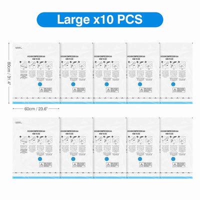 Vacuum Storage Bags 8-18Pc Space Saver with Rechargeable Air Pump
