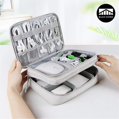 Waterproof Double-Layer Travel Organizer for Electronics and Cables