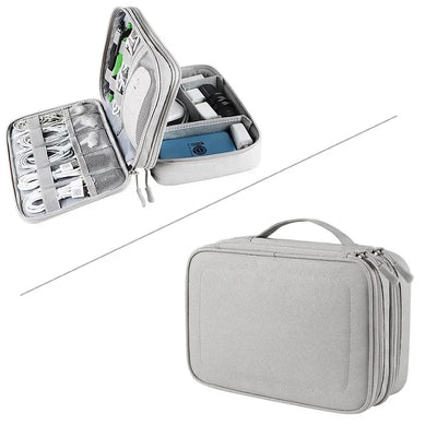 Waterproof Double-Layer Travel Organizer for Electronics and Cables