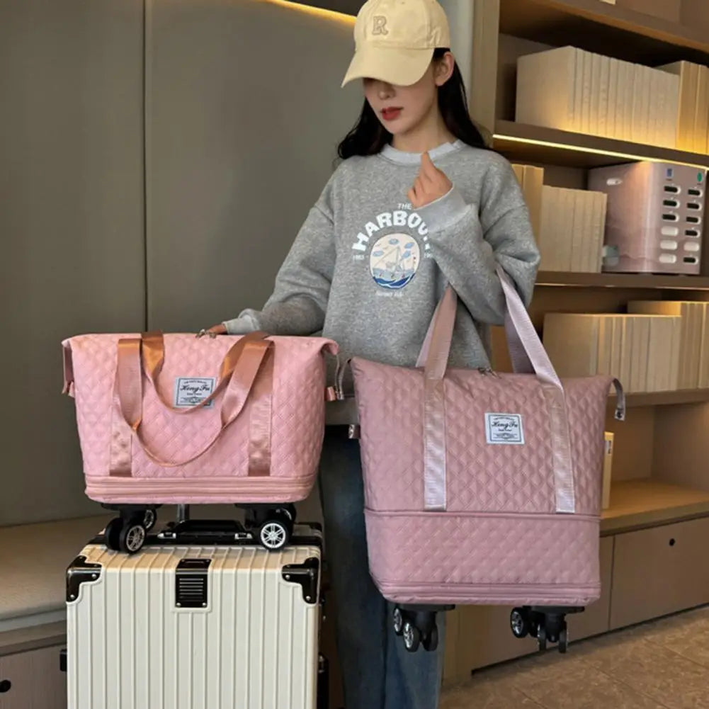 Expandable Foldable Duffel Bag Large Capacity Waterproof with Wheels