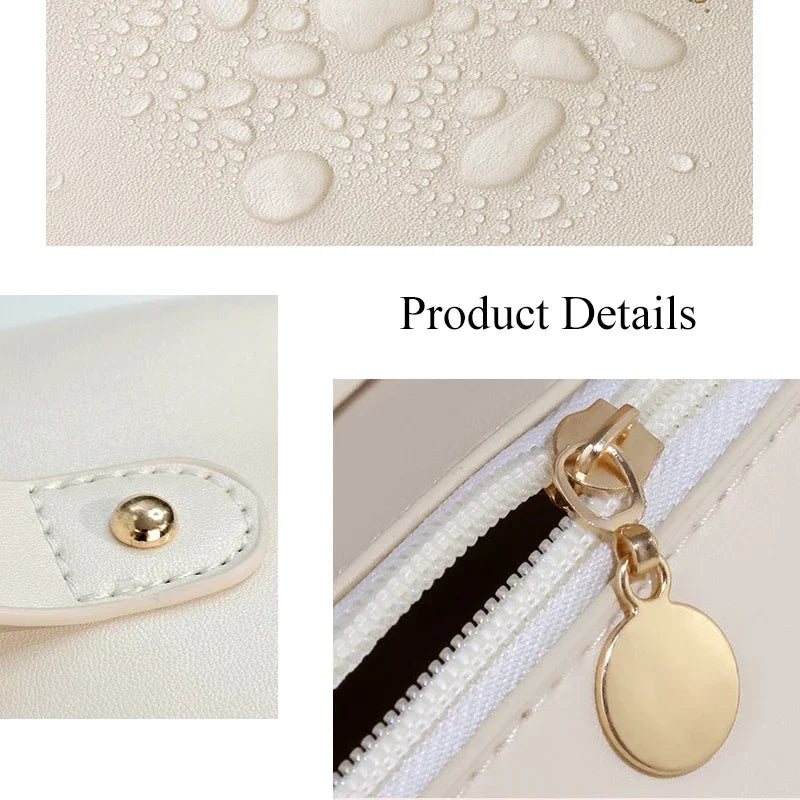 Luluhut Cosmetic Storage Bag PU Leather Waterproof Toiletry Organizer