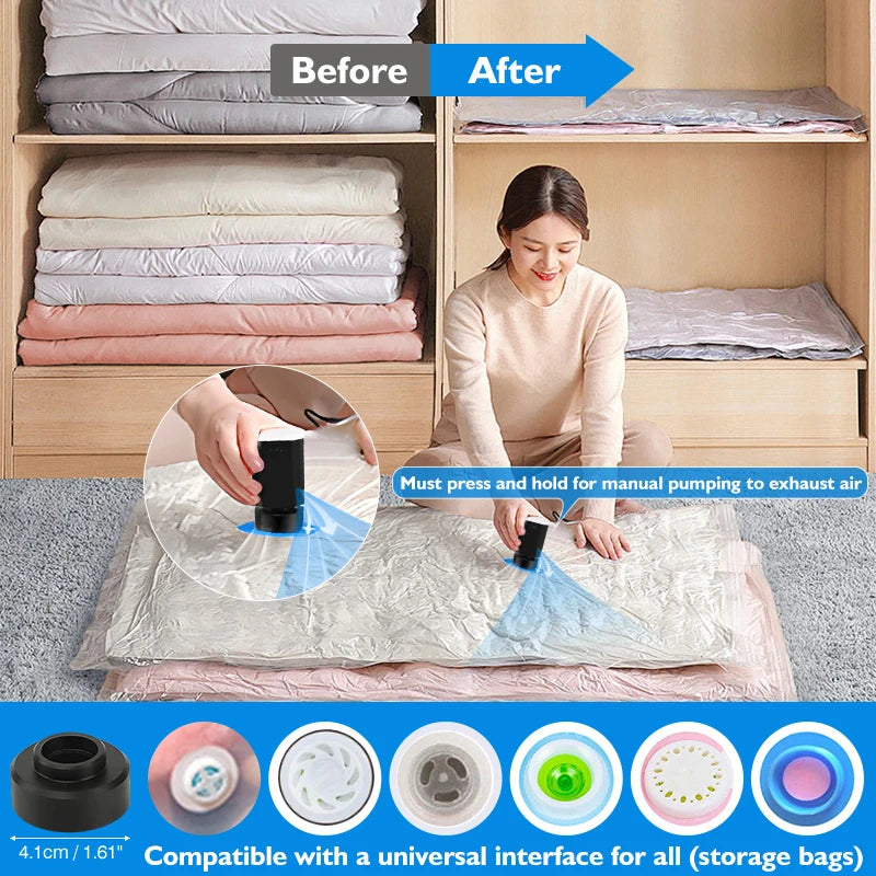 Vacuum Storage Bags 8-18Pc Space Saver with Rechargeable Air Pump
