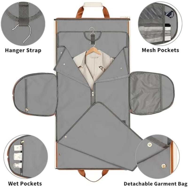 Folding Travel Suit Bag Hanging Clothing Organizer Crossbody Backpack
