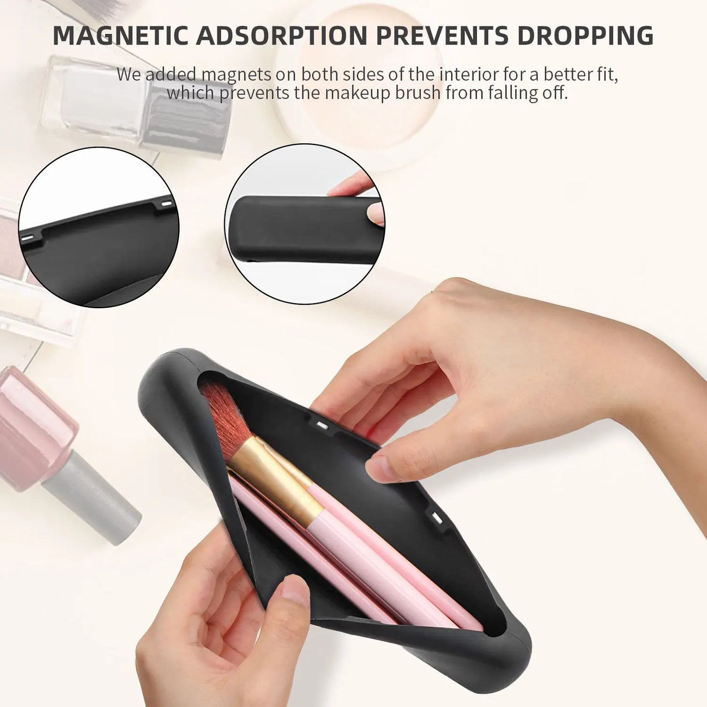 Magnetic Travel Makeup Brush Storage Bag Waterproof and Compact