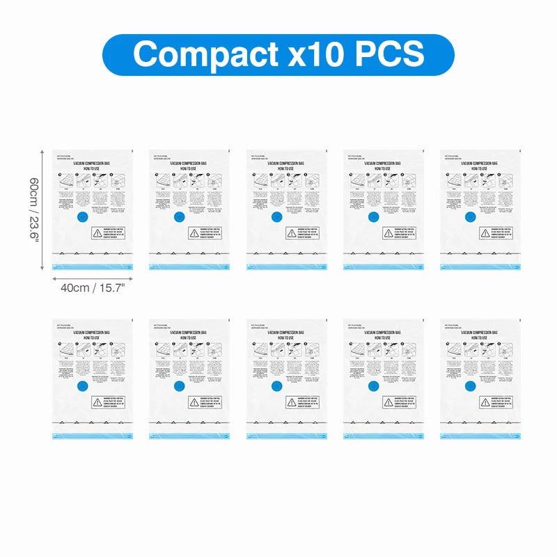 Vacuum Storage Bags 8-18Pc Space Saver with Rechargeable Air Pump