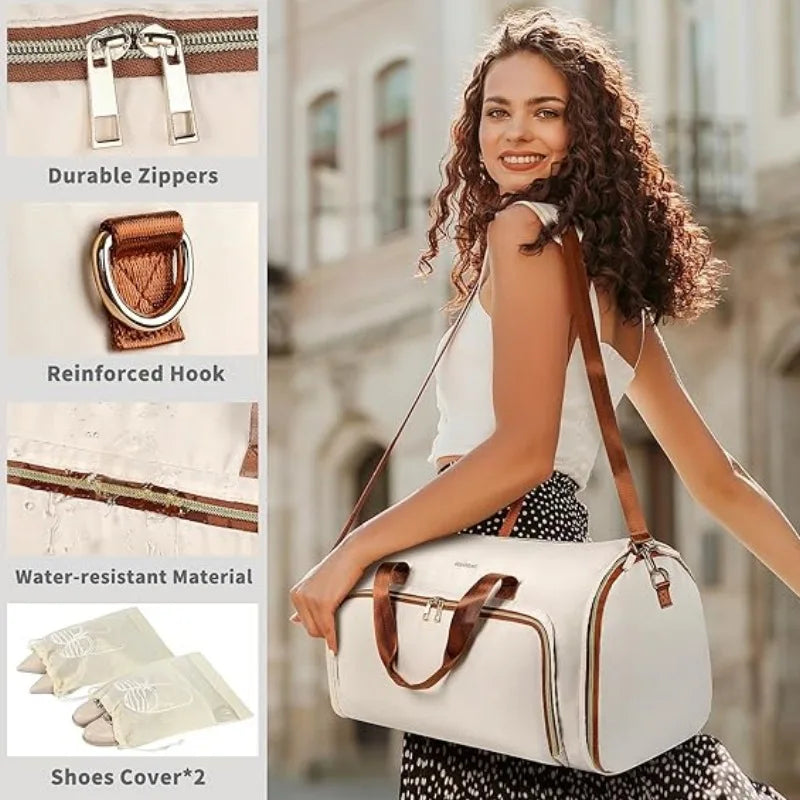 Folding Travel Suit Bag Hanging Clothing Organizer Crossbody Backpack