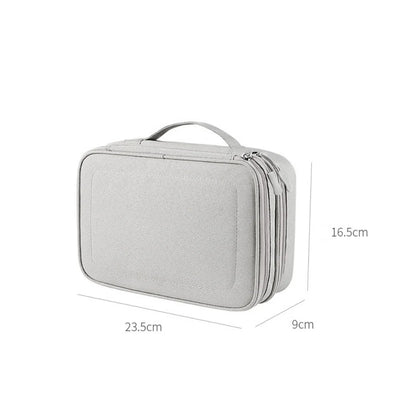 Waterproof Double-Layer Travel Organizer for Electronics and Cables