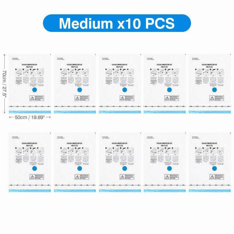 Vacuum Storage Bags 8-18Pc Space Saver with Rechargeable Air Pump