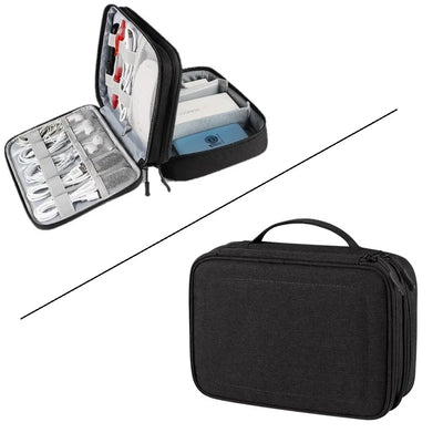 Waterproof Double-Layer Travel Organizer for Electronics and Cables