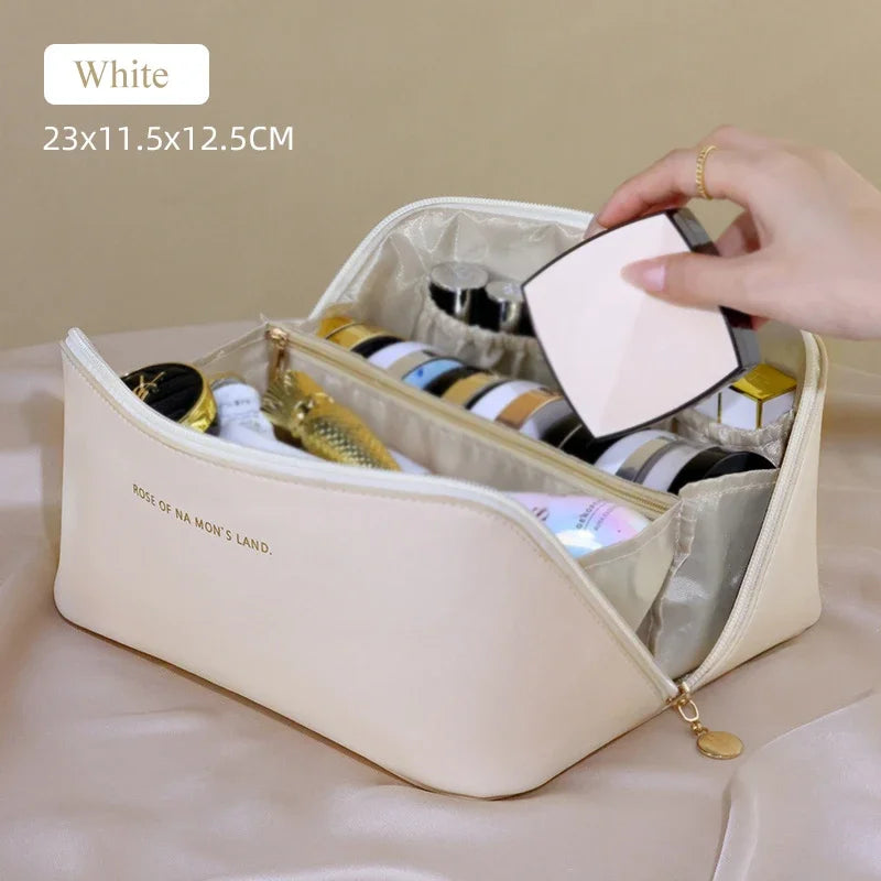 Luluhut Cosmetic Storage Bag PU Leather Waterproof Toiletry Organizer