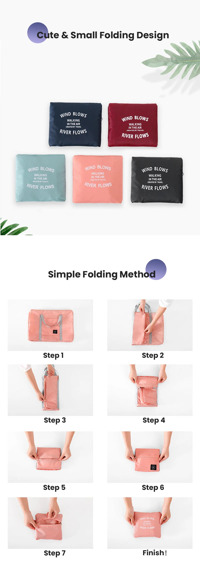 Foldable Travel Duffel Bag for Airlines Carry on Bag for Women