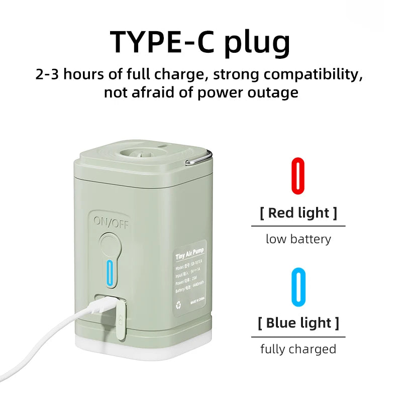Portable Electric Air Pump USB Charging Inflator Deflator for Camping