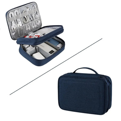 Waterproof Double-Layer Travel Organizer for Electronics and Cables