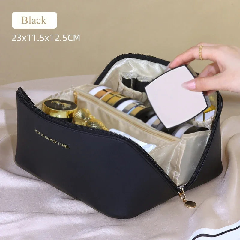 Luluhut Cosmetic Storage Bag PU Leather Waterproof Toiletry Organizer