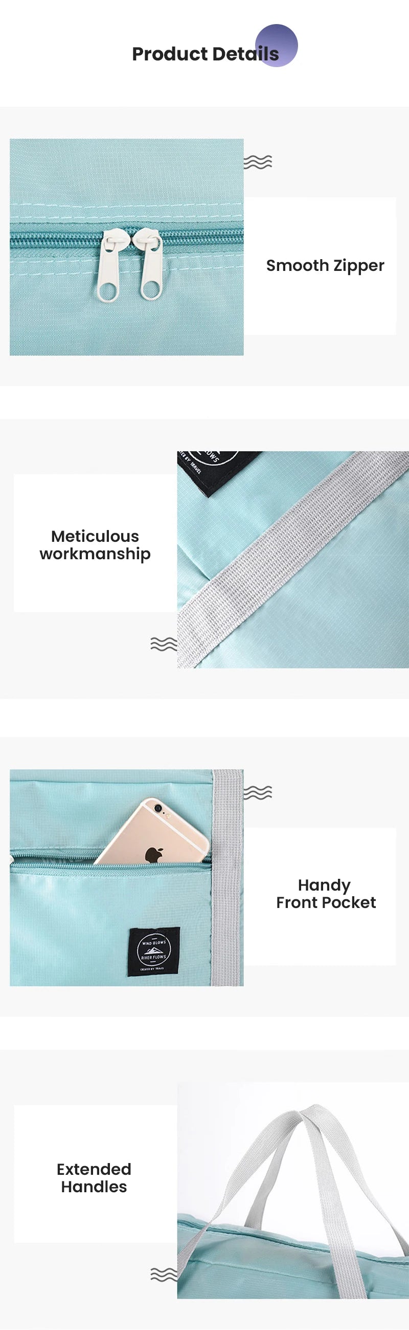 Foldable Travel Duffel Bag for Airlines Carry on Bag for Women