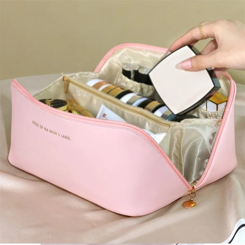 Luluhut Cosmetic Storage Bag PU Leather Waterproof Toiletry Organizer