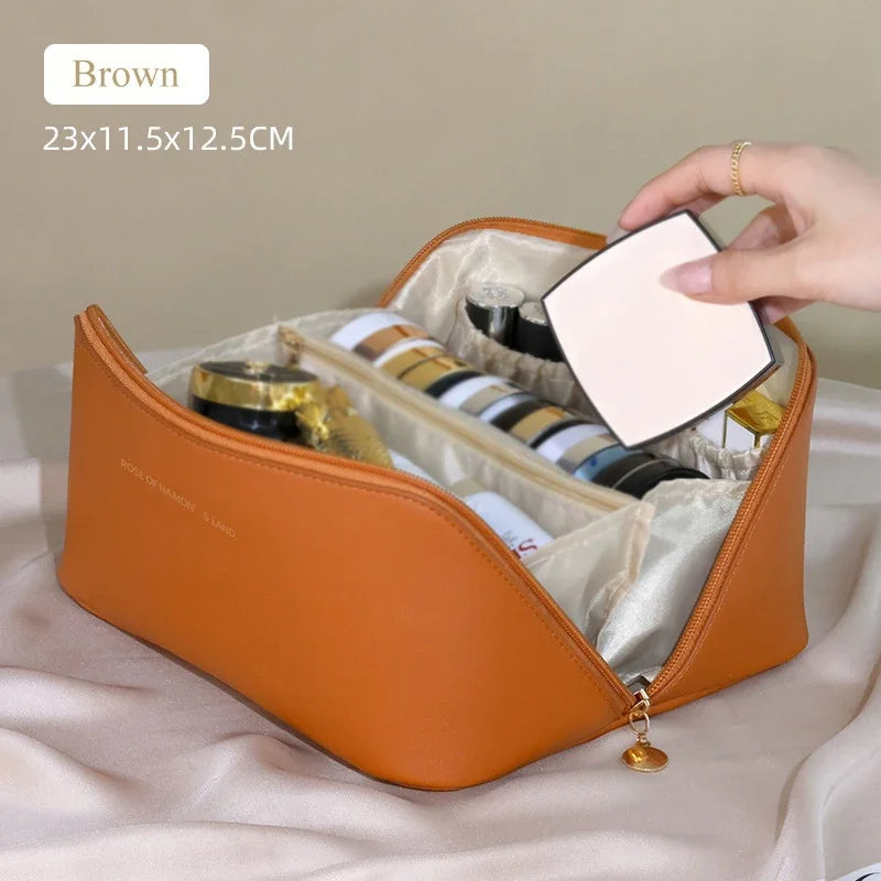 Luluhut Cosmetic Storage Bag PU Leather Waterproof Toiletry Organizer