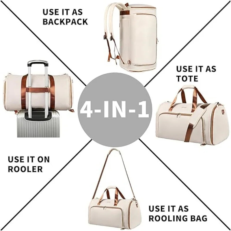 Folding Travel Suit Bag Hanging Clothing Organizer Crossbody Backpack